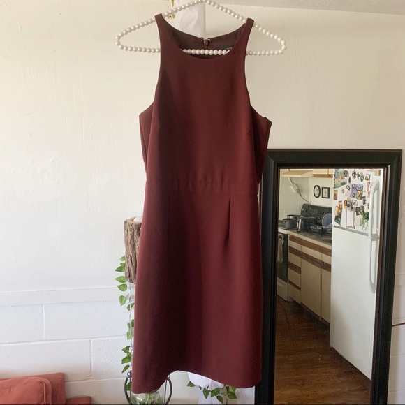J. Crew Cutaway Crepe Dress in Burgundy - Picture 3 of 7